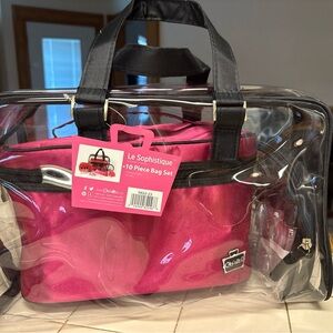 Caboodles Hot Pink and Black 10-Piece Bag Set